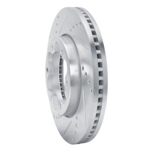 Toyota HiAce Brake Rotor (1) - Front Left - R1 Concepts - Drilled & Slotted - Silver - `06-`19